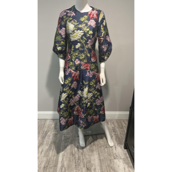 Teri Jon Floral Jacquard Puff-Sleeve Cocktail Dress Size 2 NWT - Picture 5 of 10